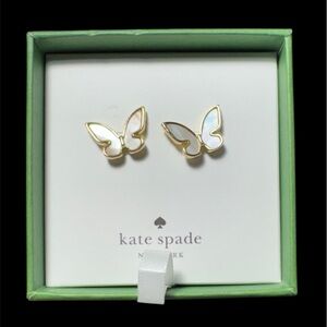 Kate Spade All The Flutter butterfly mother of pearl earrings new
